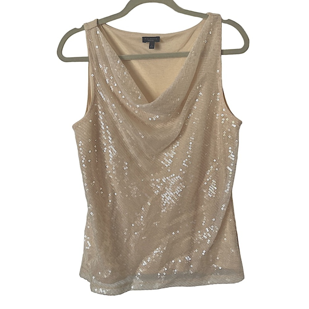 Talbots Cream Sequined Tank Top‎ L
